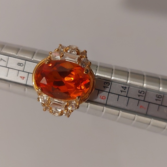 Spessartine Fashion Ring with Gold Band (feaux) - Picture 3 of 4